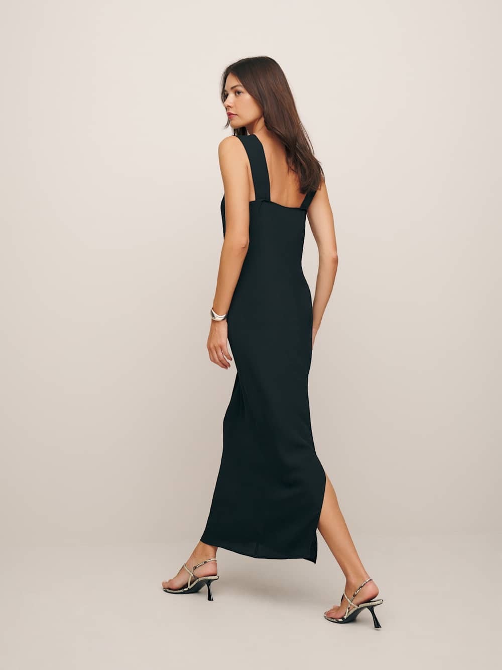 Reformation Black Sleeveless Square-Neck Maxi Dress